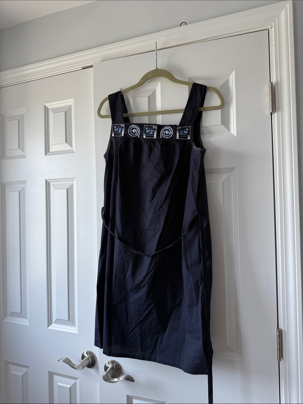 LOFT Navy Dress with Embellished Square Neck